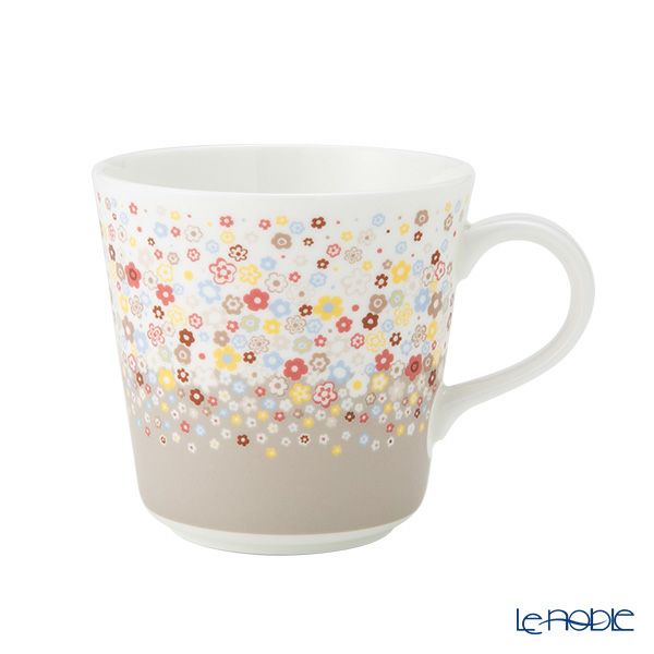 ナルミ ポーチュラカ 2ピースセット マグカップ 340ml ＆プレート21cm グレー