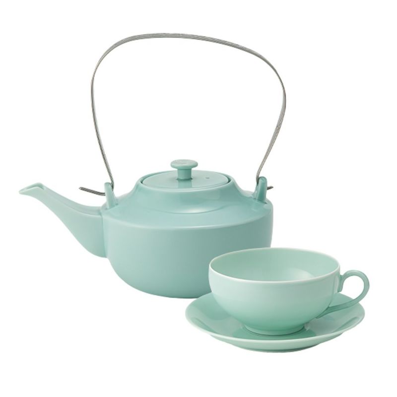 西川貞三郎商店 NISHIKAWA JAPAN KATA ティーカップ＆ソーサー220ml ＆ ティーポット800ml 翠雨 ブルー セット