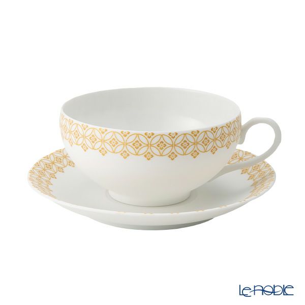 西川貞三郎商店 NISHIKAWA JAPAN KATA ティーカップ＆ソーサー220ml ＆ ティーポット800ml 天花 マット イエロー／七宝文様 セット