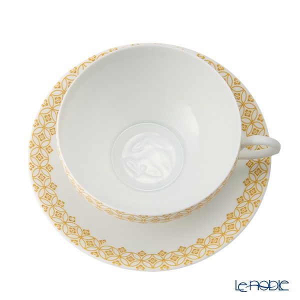 西川貞三郎商店 NISHIKAWA JAPAN KATA ティーカップ＆ソーサー220ml ＆ ティーポット800ml 天花 マット イエロー／七宝文様 セット