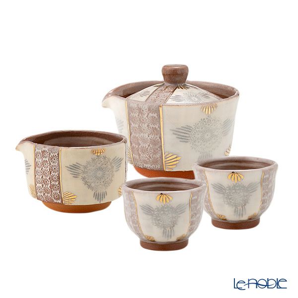 京焼・清水焼 煎茶用 茶器揃 4点セット 志野花三島