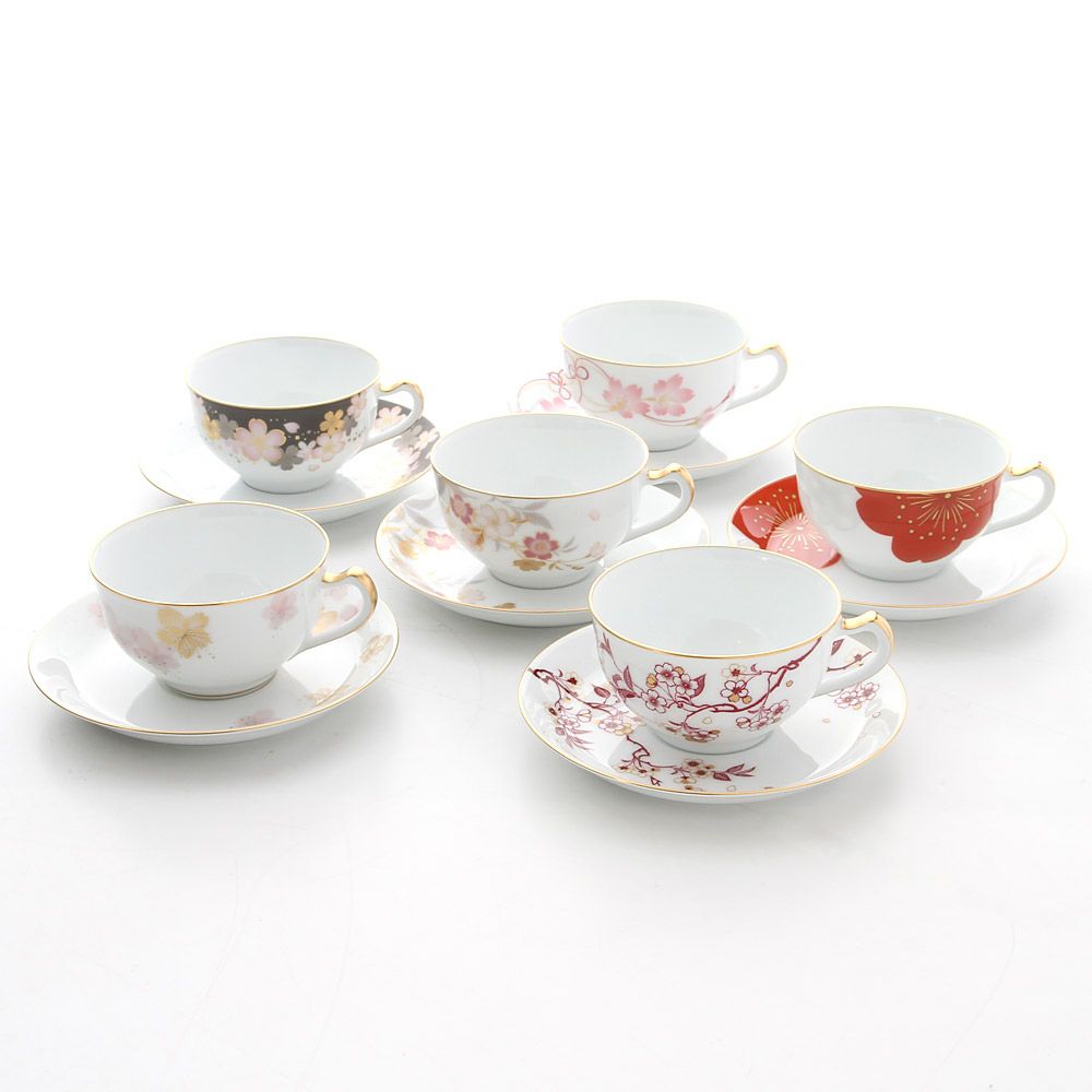 大倉陶園 桜シリーズ 碗皿 1C／A682 6客アソートセット 絵変り