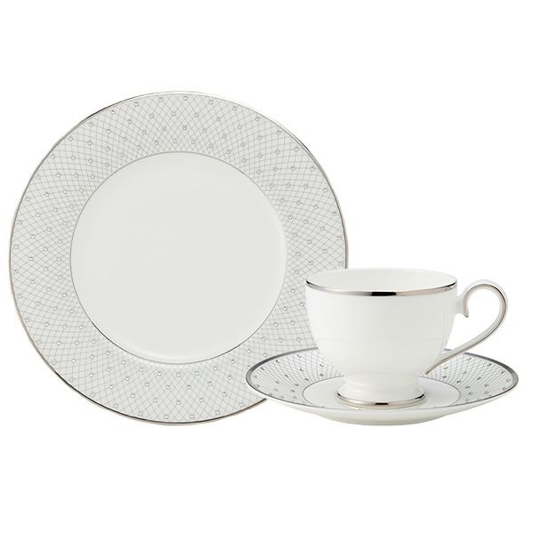 プラウナ ジュエリー スワロフスキーエレメント プリンセスプラチナ トリオセット ティー