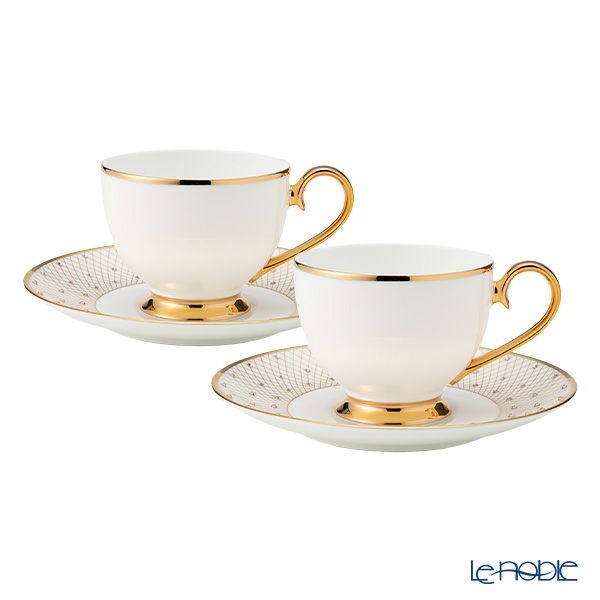 プラウナ ジュエリー スワロフスキーエレメント プリンセスゴールド ティーカップ＆ソーサー ペア