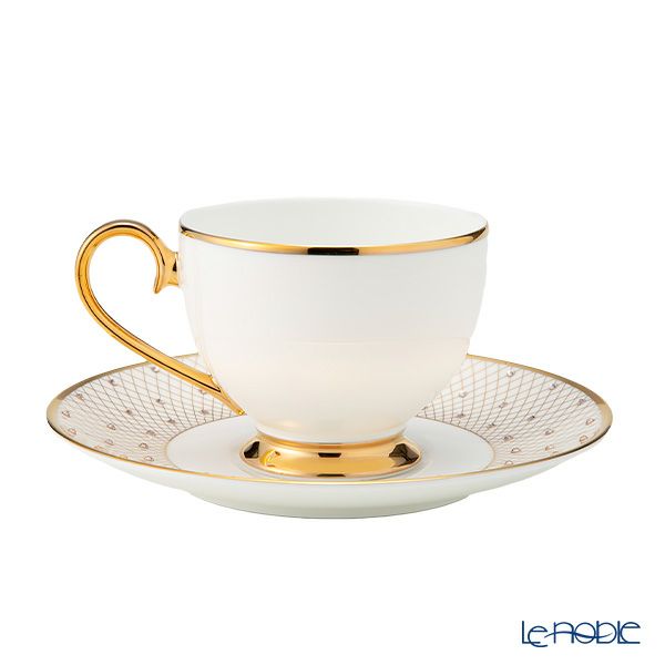 プラウナ ジュエリー スワロフスキーエレメント プリンセスゴールド ティーカップ＆ソーサー ペア