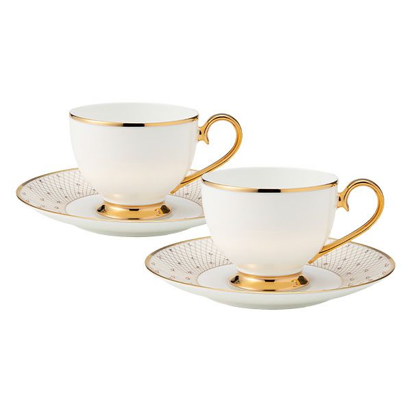 プラウナ ジュエリー スワロフスキーエレメント プリンセスゴールド ティーカップ＆ソーサー ペア