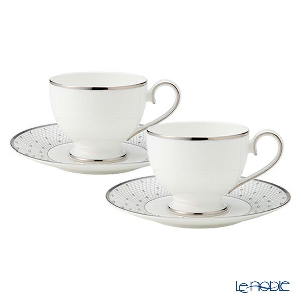 プラウナ ジュエリー スワロフスキーエレメント プリンセスプラチナ ティーカップ＆ソーサー ペア