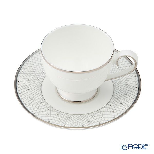 プラウナ ジュエリー スワロフスキーエレメント プリンセスプラチナ ティーカップ＆ソーサー ペア