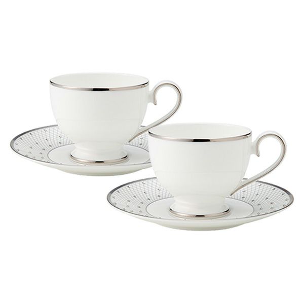 プラウナ ジュエリー スワロフスキーエレメント プリンセスプラチナ ティーカップ＆ソーサー ペア
