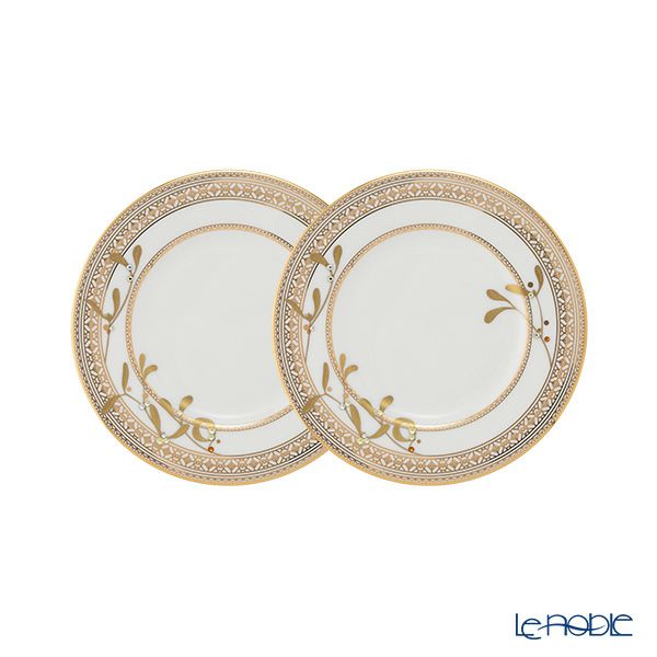 プラウナ ジュエリー スワロフスキーエレメント ゴールデンリーブス プレート 17cm ペア