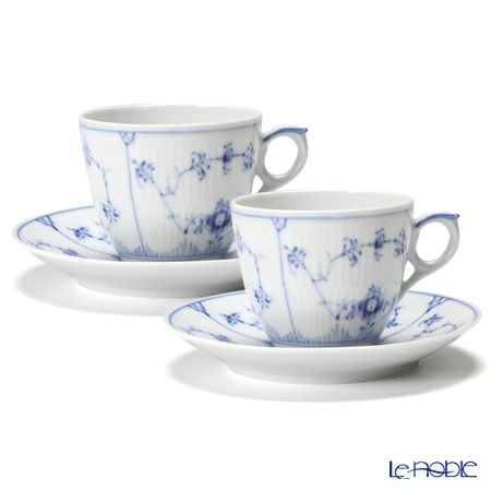 ロイヤルコペンハーゲン（Royal Copenhagen） ブルー フルーテッド プレイン コーヒーカップ＆ソーサー 160ml ペア 1101071／1017173