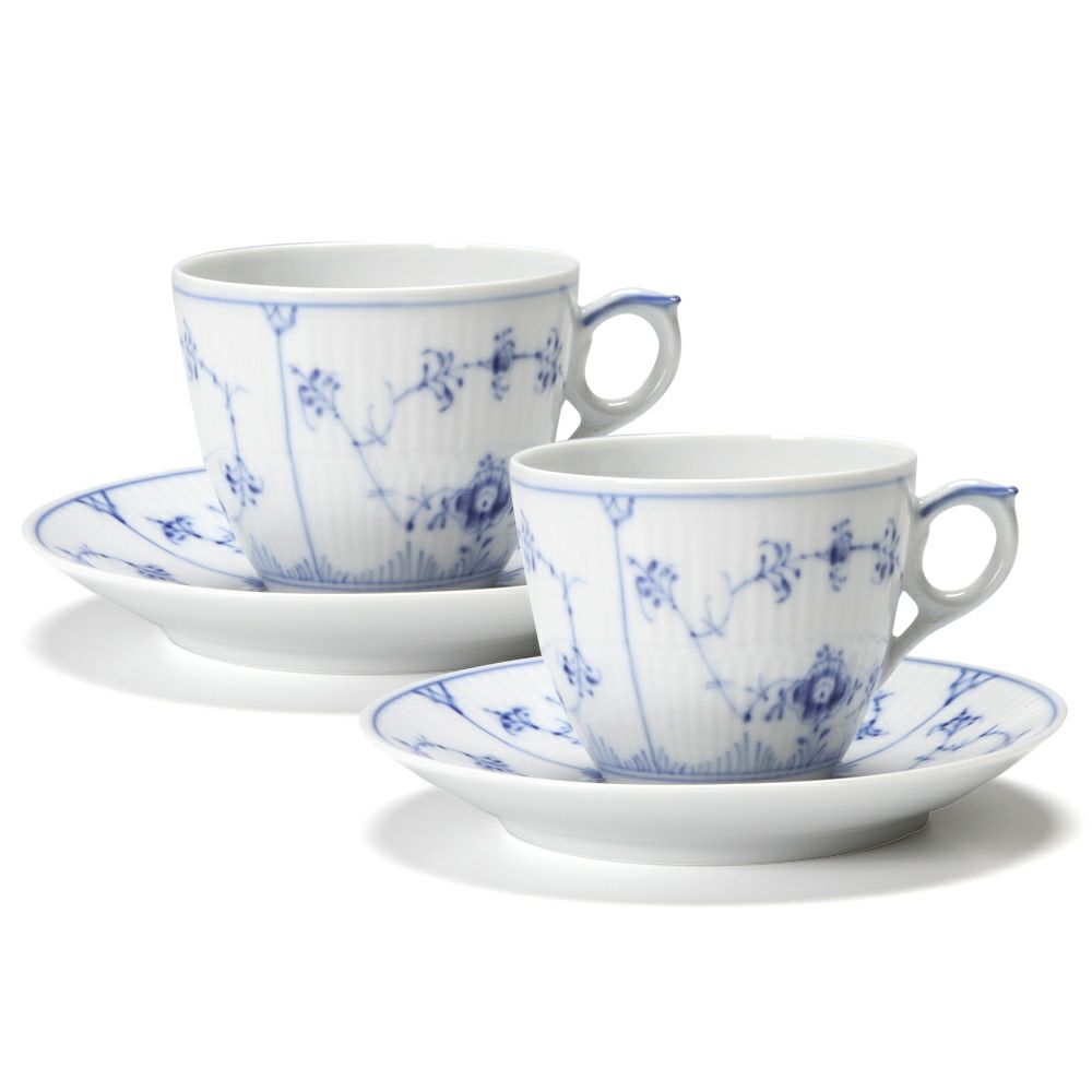 ロイヤルコペンハーゲン（Royal Copenhagen） ブルー フルーテッド プレイン コーヒーカップ＆ソーサー 160ml ペア 1101071／1017173