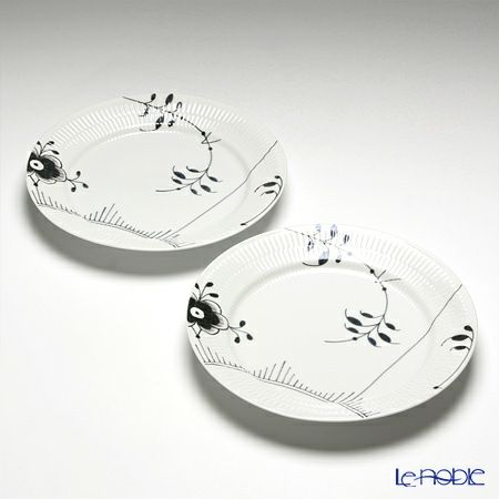 ロイヤルコペンハーゲン（Royal Copenhagen） ブラック フルーテッド メガ ディナープレート 27cm ペア 2542627／1017471