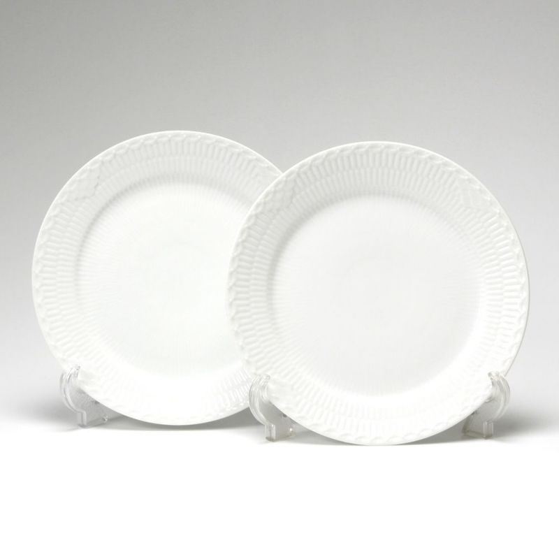 ロイヤルコペンハーゲン（Royal Copenhagen） ホワイト フルーテッド ハーフレース プレート（フラット） 25cm ペア 1128625／1017295
