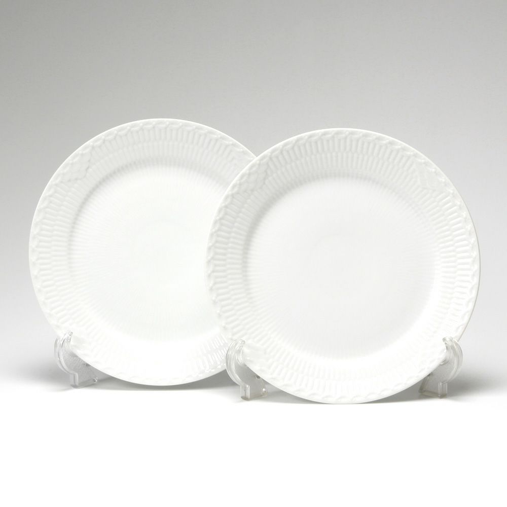 ロイヤルコペンハーゲン（Royal Copenhagen） ホワイト フルーテッド ハーフレース プレート（フラット） 25cm ペア 1128625／1017295