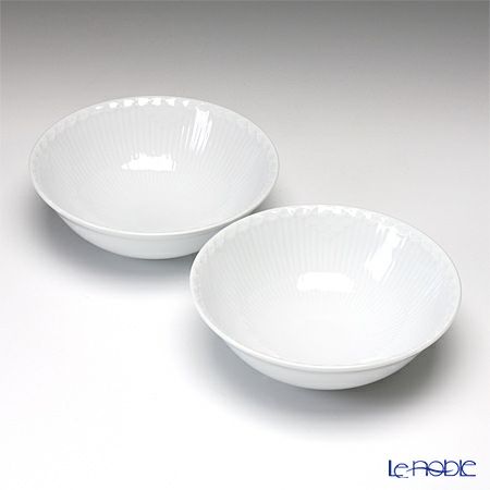 ロイヤルコペンハーゲン（Royal Copenhagen） ホワイト フルーテッド ハーフレース ボウル 5×15.5cm ペア 1128574／1017288