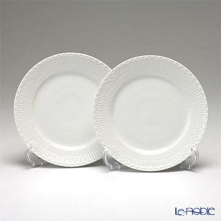 ロイヤルコペンハーゲン（Royal Copenhagen） ホワイト フルーテッド ハーフレース プレート（フラット） 19cm ペア 1128620／1017293