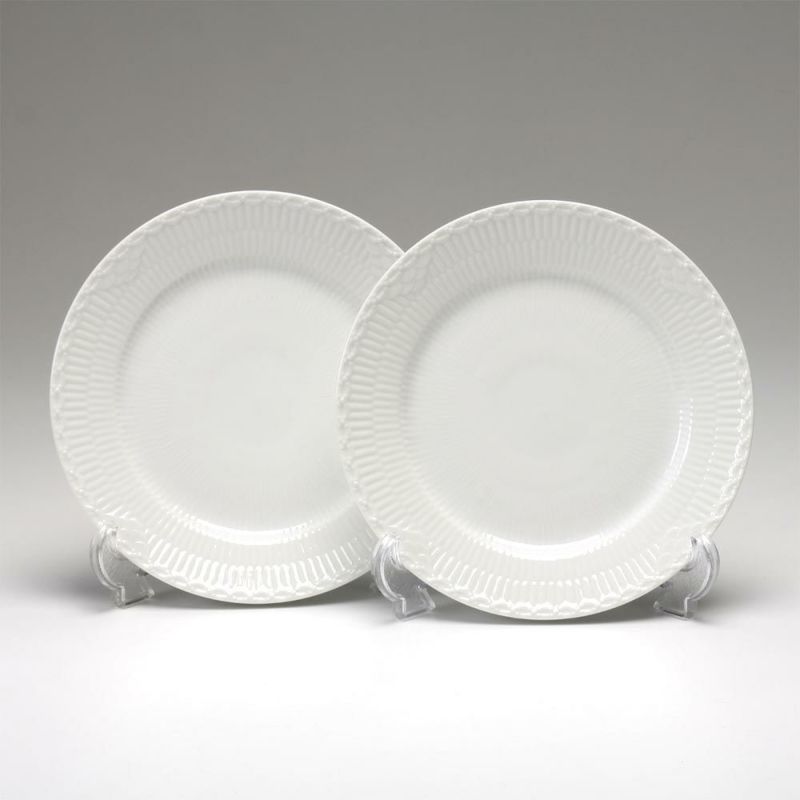 ロイヤルコペンハーゲン（Royal Copenhagen） ホワイト フルーテッド ハーフレース プレート（フラット） 19cm ペア 1128620／1017293
