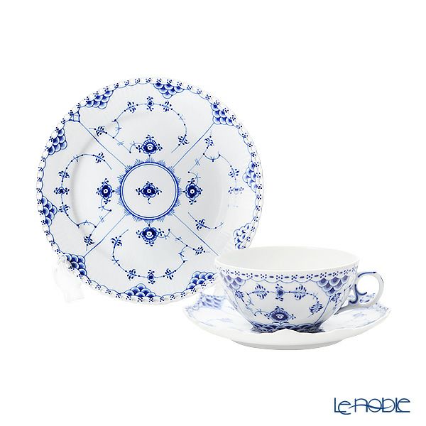 ロイヤルコペンハーゲン（Royal Copenhagen） ブルー フルーテッド フルレース トリオセット（ティー）
