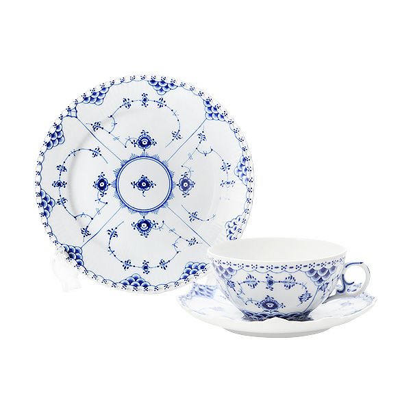 ロイヤルコペンハーゲン（Royal Copenhagen） ブルー フルーテッド フルレース トリオセット（ティー）