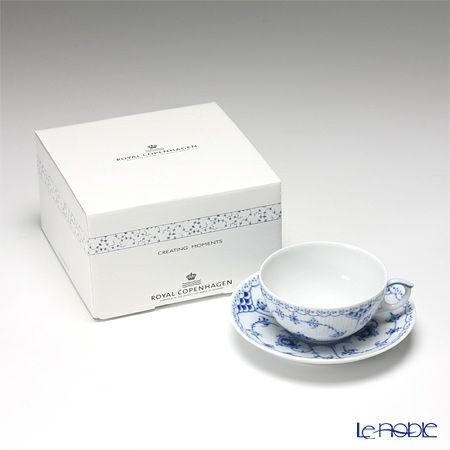 ロイヤルコペンハーゲン（Royal Copenhagen） ブルー フルーテッド ハーフレース ティーカップ＆ソーサー 200ml ペア 1102080／1017206
