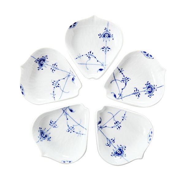 ロイヤルコペンハーゲン（Royal Copenhagen） ブルーパルメッテ ペタルディッシュ 9cm 小皿／豆皿 2500341／1057089 5枚セット