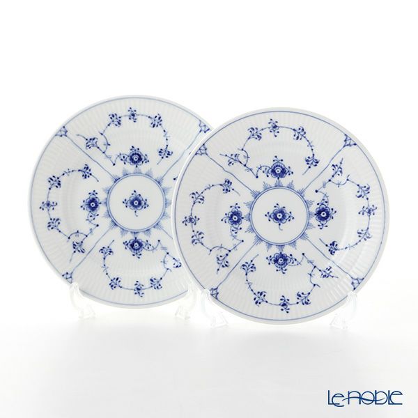 ロイヤルコペンハーゲン（Royal Copenhagen） ブルー フルーテッド プレイン プレート 17cm ペア 1101617／1017198