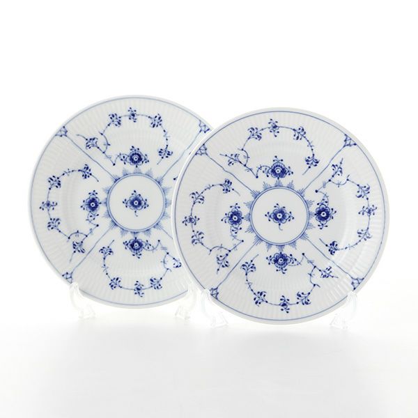 ロイヤルコペンハーゲン（Royal Copenhagen） ブルー フルーテッド プレイン プレート 17cm ペア 1101617／1017198