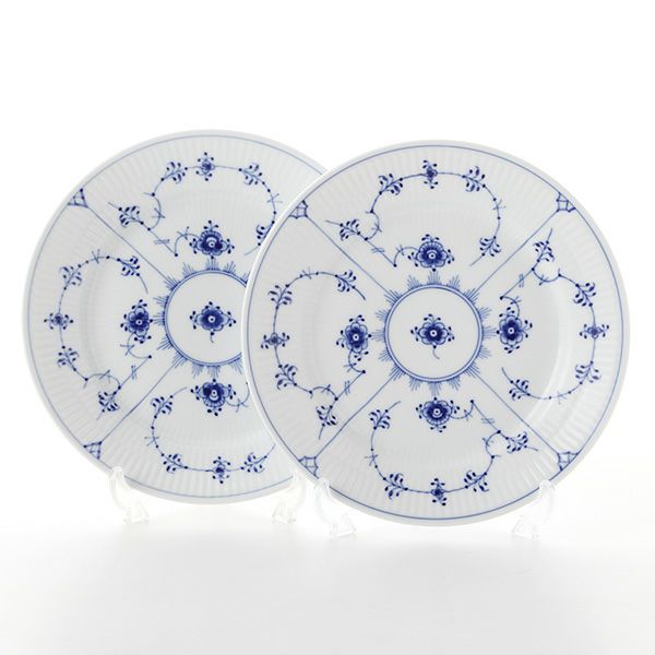 ロイヤルコペンハーゲン（Royal Copenhagen） ブルー フルーテッド プレイン プレート（フラット） 19cm ペア 1101620／1017199