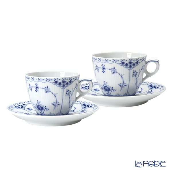 ロイヤルコペンハーゲン（Royal Copenhagen） ブルー フルーテッド ハーフレース コーヒーカップ＆ソーサー 170ml ペア 1102071／1017205