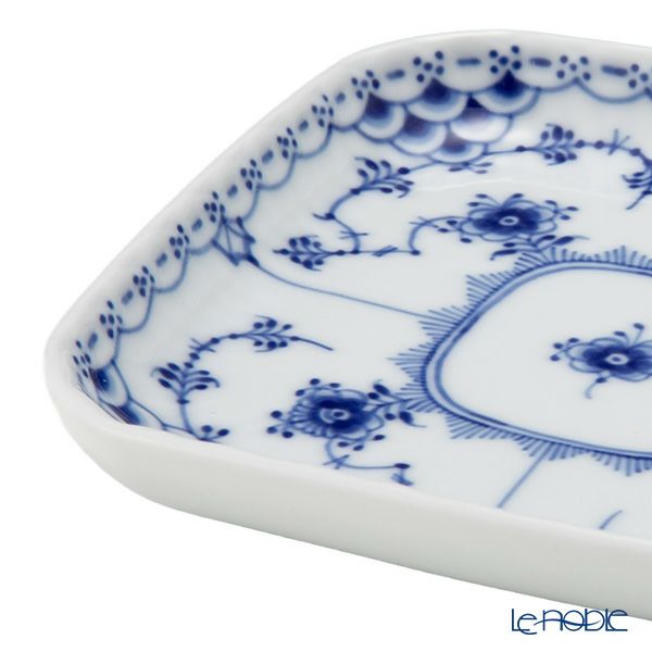 ロイヤルコペンハーゲン（Royal Copenhagen） ブルー フルーテッド ハーフレース スクエアディッシュ 10.5cm ＆ 21cm 2点セット