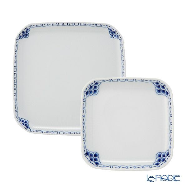 ロイヤルコペンハーゲン（Royal Copenhagen） プリンセス ブルー スクエアディッシュ 10.5cm ＆ 21cm 2点セット