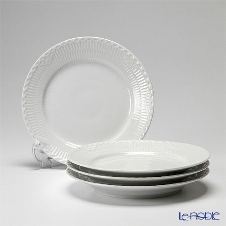 ロイヤルコペンハーゲン（Royal Copenhagen） ホワイト フルーテッド ハーフレース プレート（フラット） 19cm 4枚セット 1128620／1017293