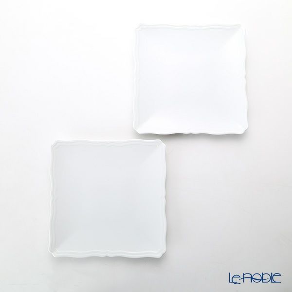 ジノリ1735／リチャード ジノリ（GINORI 1735／Richard Ginori） アンティコ ホワイト スクエアプレート 22cm ペア