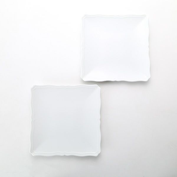 ジノリ1735／リチャード ジノリ（GINORI 1735／Richard Ginori） アンティコ ホワイト スクエアプレート 22cm ペア