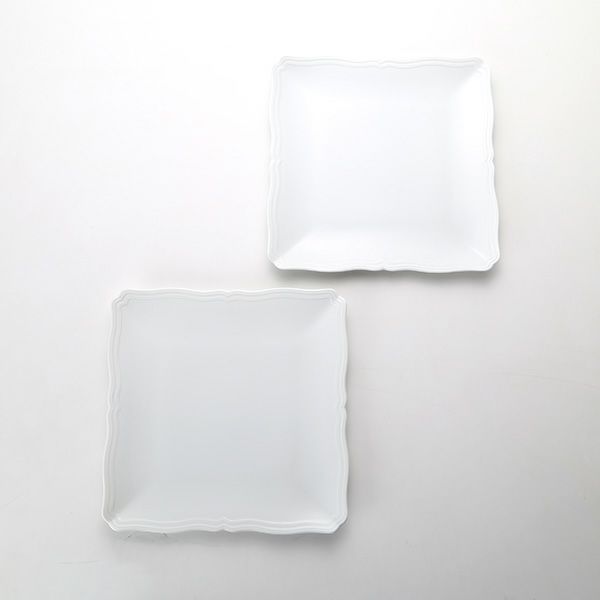 ジノリ1735／リチャード ジノリ（GINORI 1735／Richard Ginori） アンティコ ホワイト スクエアプレート 27cm ペア