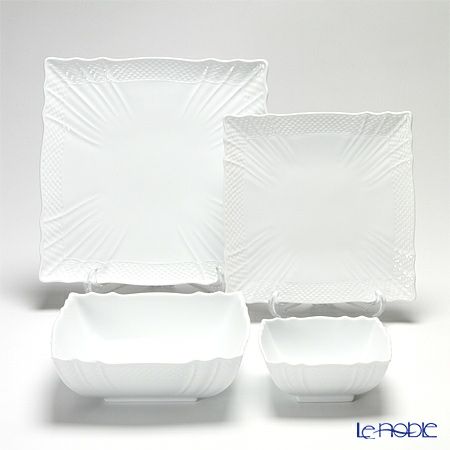 ジノリ1735／リチャード ジノリ（GINORI 1735／Richard Ginori） ベッキオホワイト スクエアボウル＆プレート 4点セット