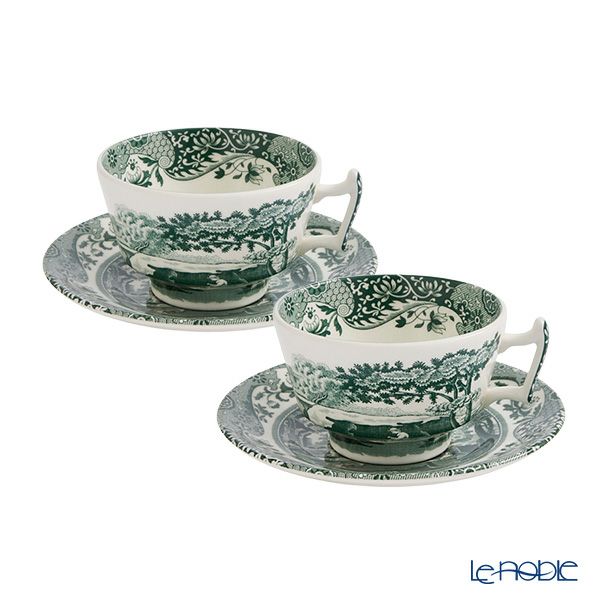 スポード グリーンイタリアン ティーカップ＆ソーサー 200ml ペア
