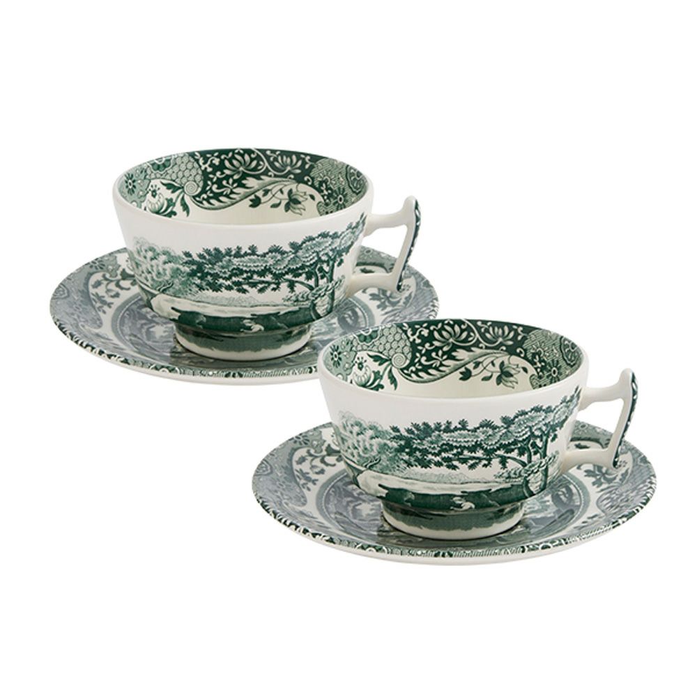 スポード グリーンイタリアン ティーカップ＆ソーサー 200ml ペア