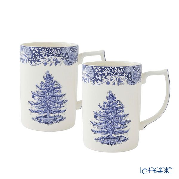 スポード ブルーイタリアン クリスマスツリー マグカップ 340ml ペア