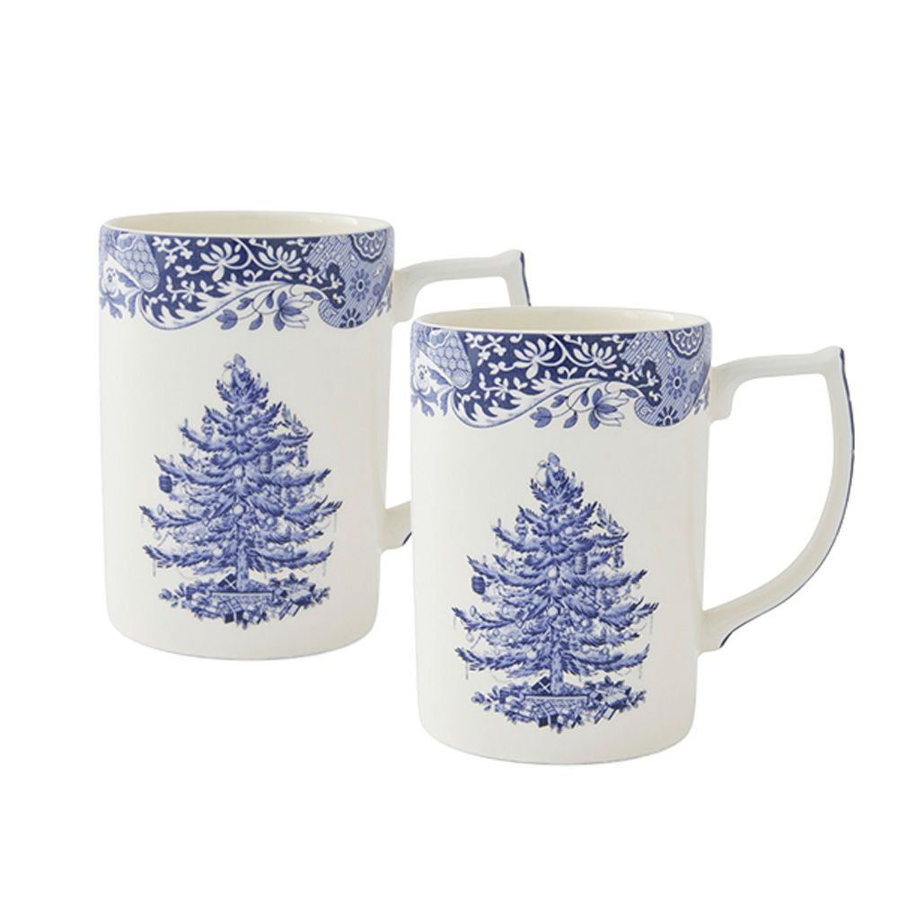 スポード ブルーイタリアン クリスマスツリー マグカップ 340ml ペア
