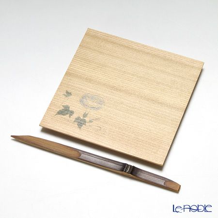 高野竹工 和菓子5客組セット 朝顔 杉小皿＆本煤竹楊枝節付