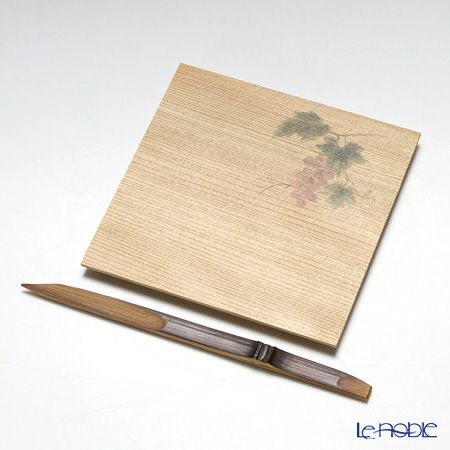 高野竹工 和菓子5客組セット ぶどう 杉小皿＆本煤竹楊枝節付