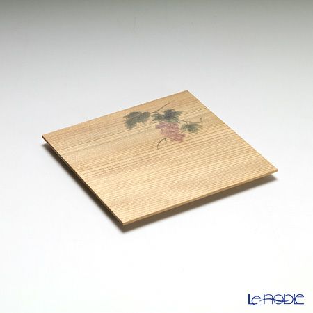 高野竹工 和菓子5客組セット ぶどう 杉小皿＆本煤竹楊枝節付