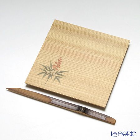 高野竹工 和菓子5客組セット 南天 杉小皿＆本煤竹楊枝節付