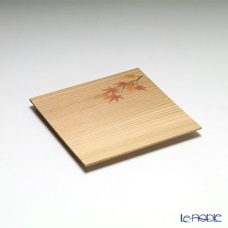 高野竹工 和菓子5客組セット もみじ 杉小皿＆本煤竹楊枝節付