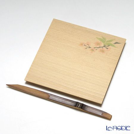 高野竹工 和菓子5客組セット さくら 杉小皿＆本煤竹楊枝節付