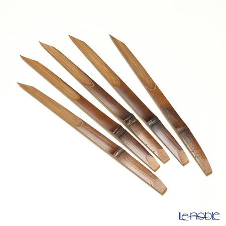 高野竹工 和菓子5客組セット かえで 杉小皿＆本煤竹楊枝節付