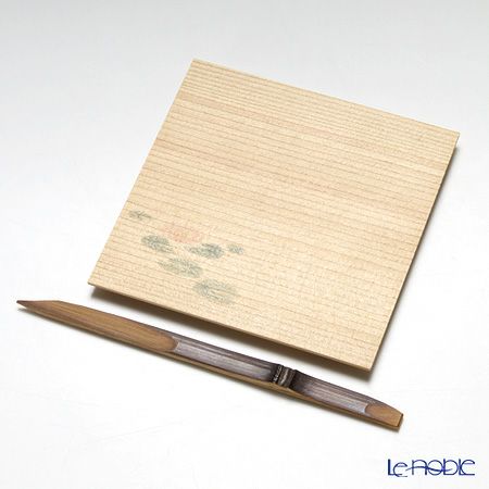 高野竹工 和菓子5客組セット はす 杉小皿＆本煤竹楊枝節付