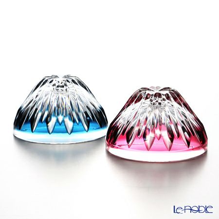 薩摩切子 富士盃 80ml ペア 赤富士（金赤） 20901＆青富士（藍） 20906